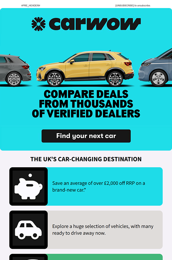 carwow automotive email preview