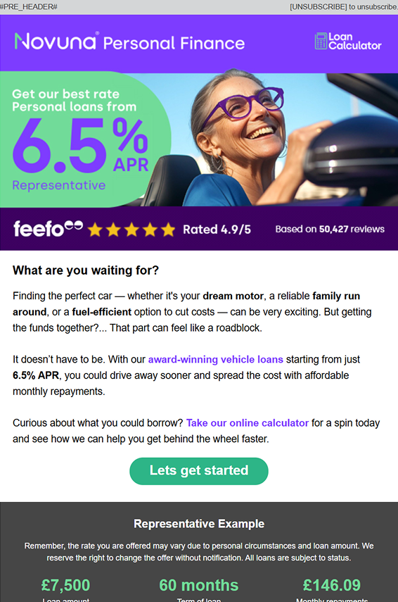 Novuna personal finance email preview